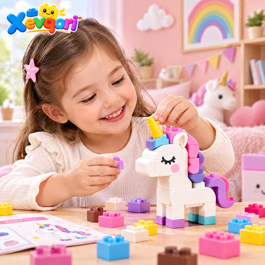 Xevqari™ Magical Rainbow Unicorn Building Block Set