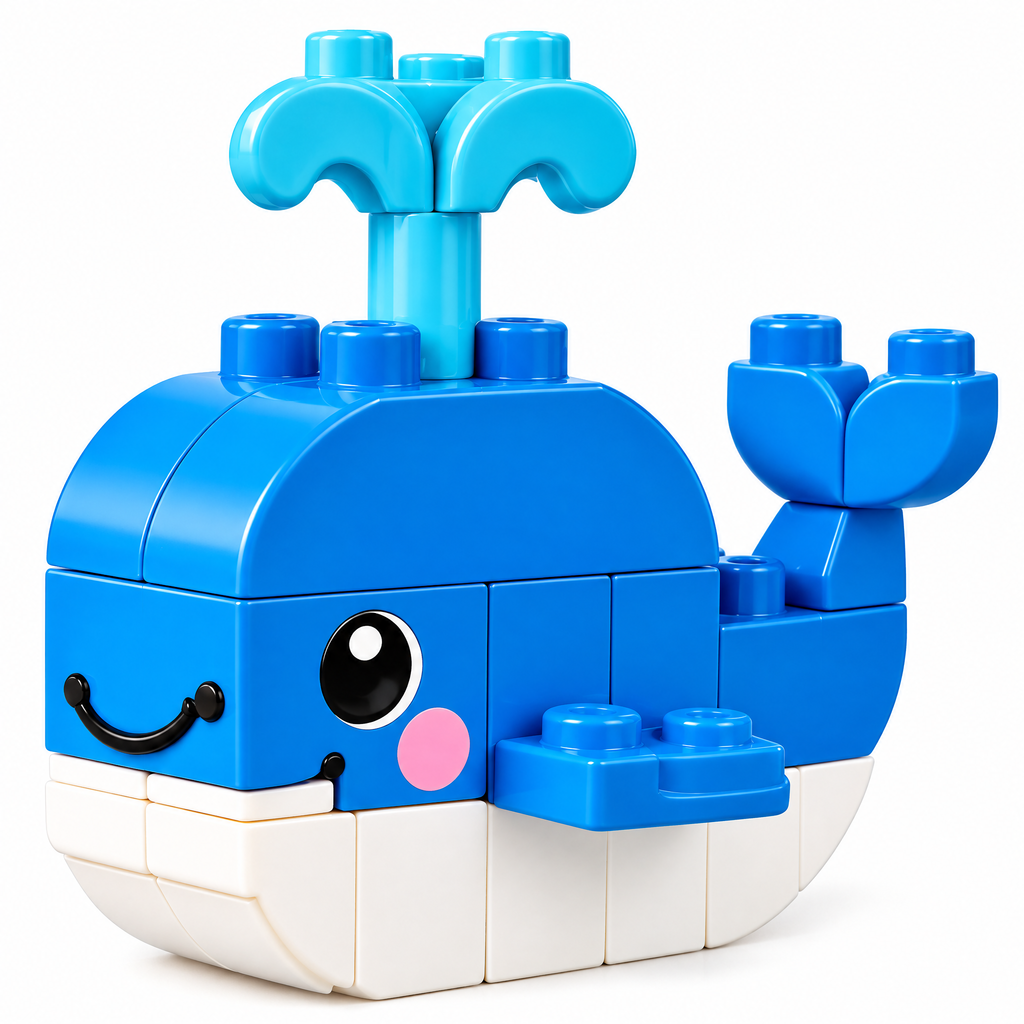 Xevqari™ Smiling Blue Whale Building Block Set