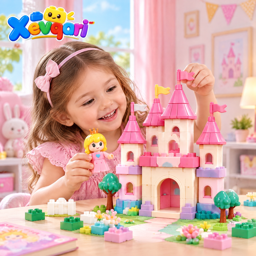 Xevqari™ Pink Princess Castle Building Block Set