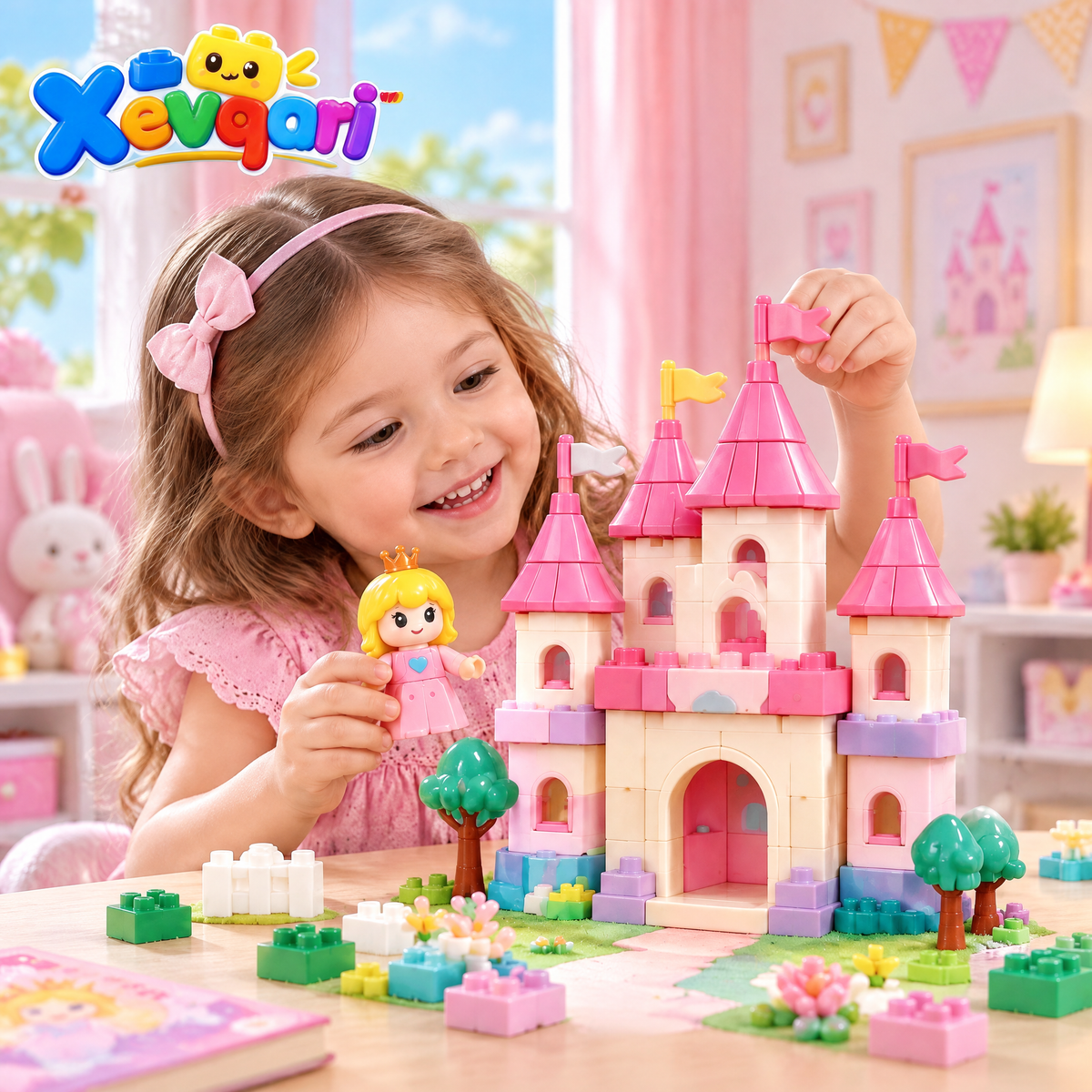 Xevqari™ Pink Princess Castle Building Block Set