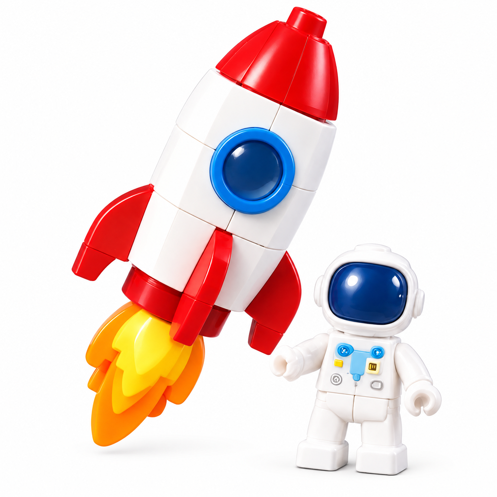 Xevqari™ Space Rocket & Astronaut Building Block Set
