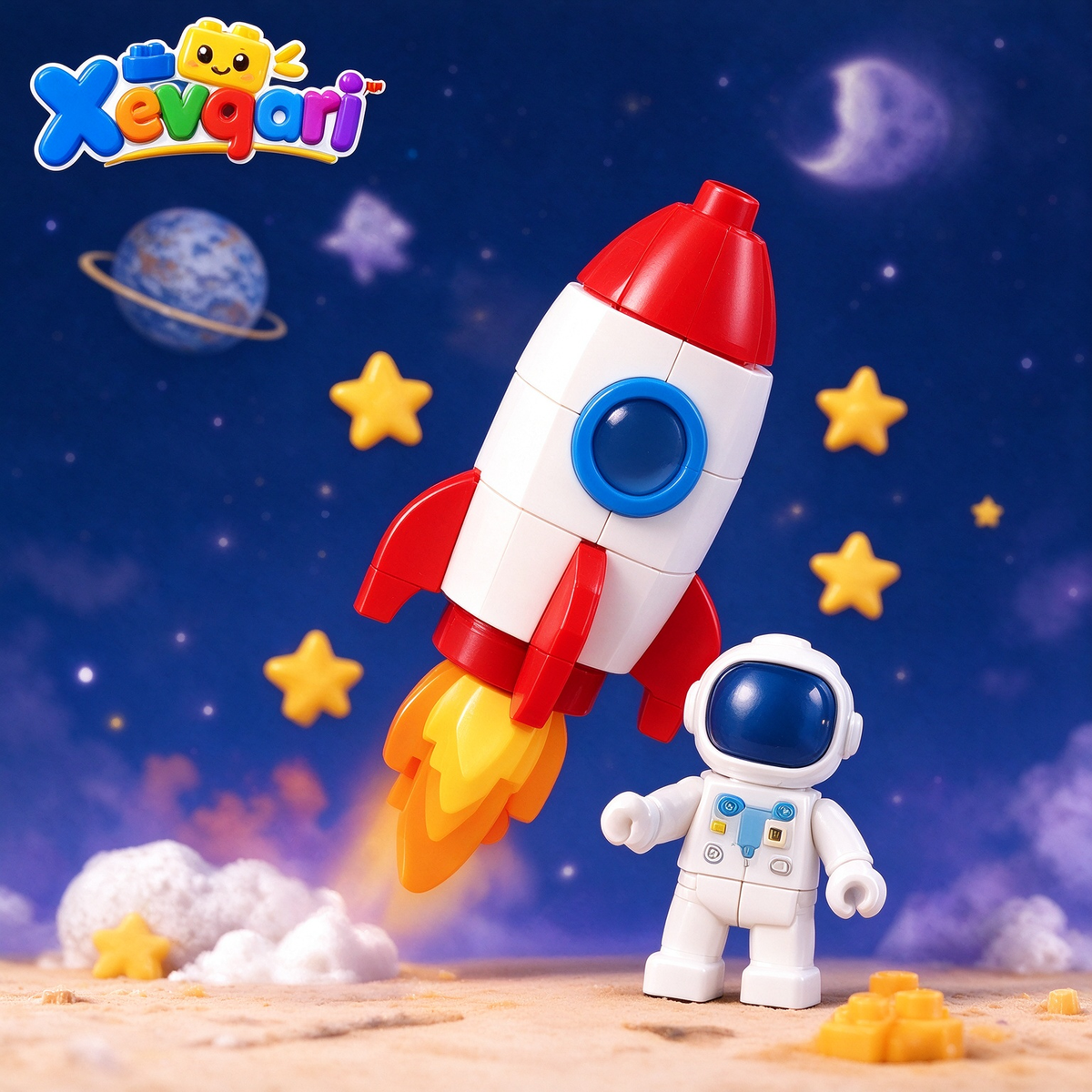 Xevqari™ Space Rocket & Astronaut Building Block Set