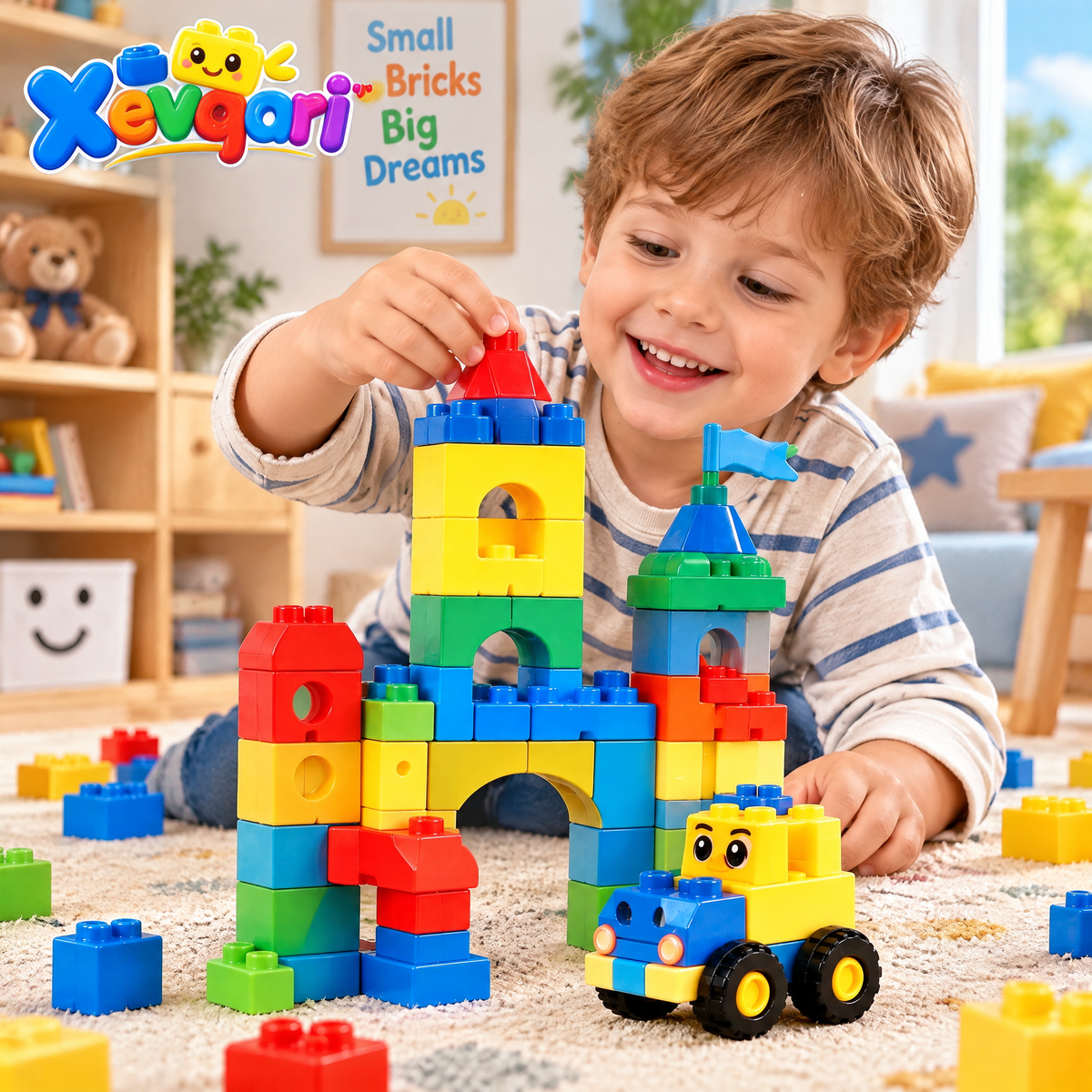 Xevqari™ Rainbow Castle & Toy Truck Building Set